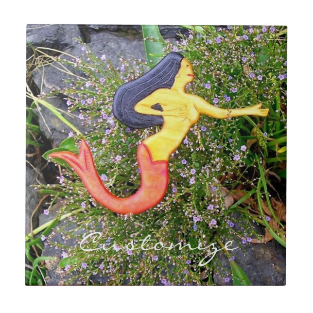 röd-tailed sirenasjöjungfru kakelplatta (Framsidan)