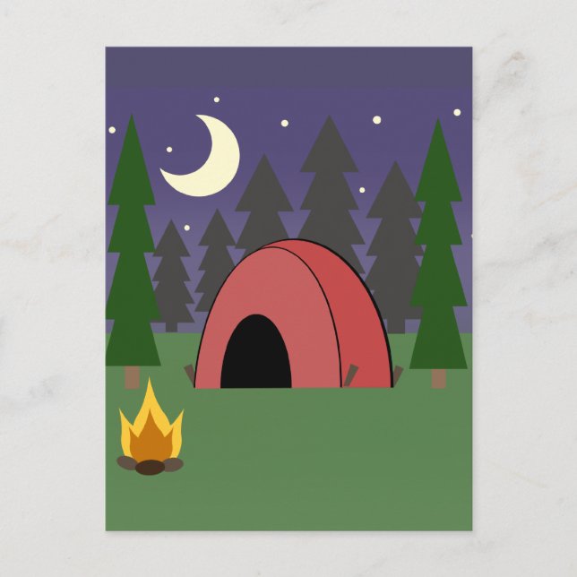 Röd Tält Camping Födelsedagsfest Postcard Inbjudan (Framsida)