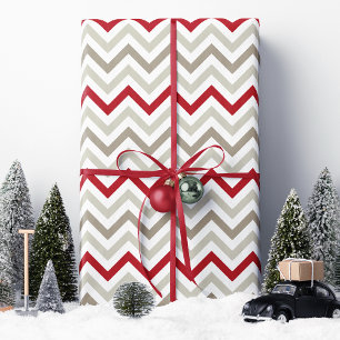 Röd Tan Chevron Jul Presentpapper