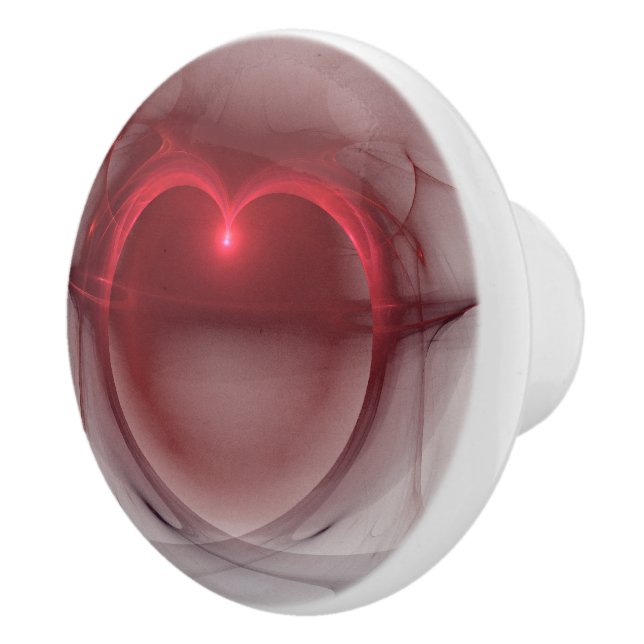 Röd tänd hjärta över vitkonstverk knopp (Höger)