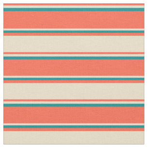 Röd, tand och Mörk Cyan Lined/Stripe Mönster Tyg