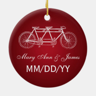Röd tandem cykel för elegant bröllopfavör julgransprydnad keramik