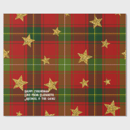 Röd Tartan Guldstjärna Personlig Jul Presentpapper