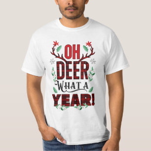 Röd Tartan-rutig Jul, Oj Älg, Vilket År Högtid T Shirt