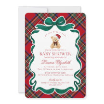 Röd Tartan-rutig julbjörn Baby Shower