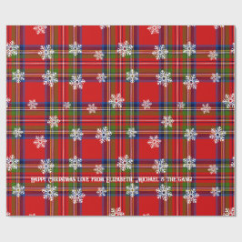 Röd Tartan Snöflinga Personlig Jul Presentpapper
