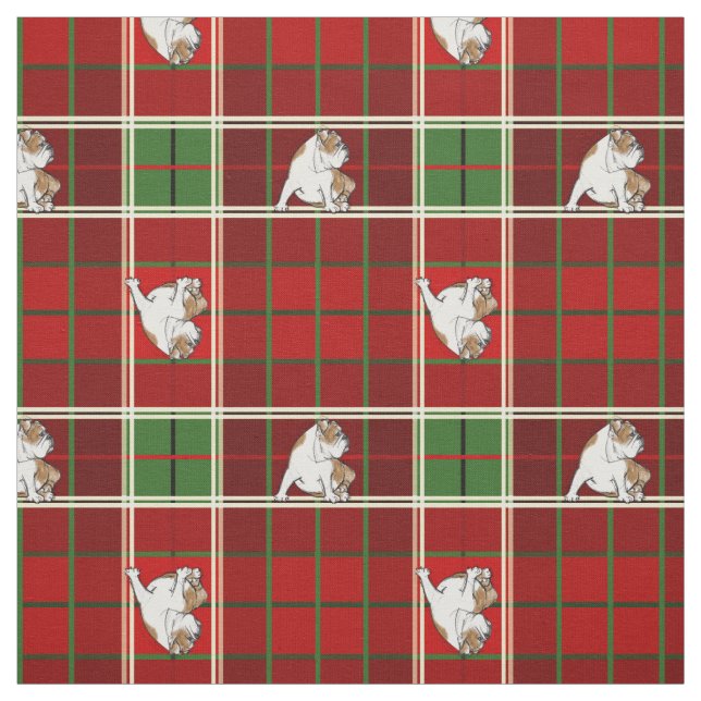Röd Tartanbulldogg Tyg (Provkarta)