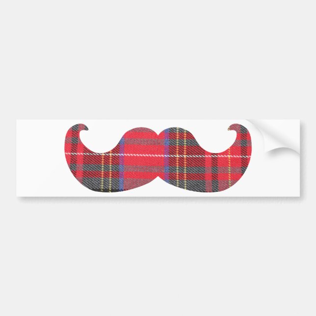 Röd Tartanmustasch Bildekal (Framsidan)