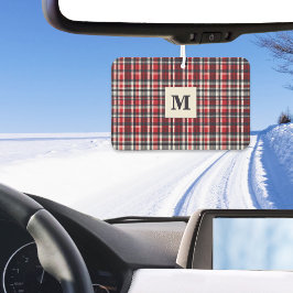 Röd tartanrutig snygg monogrammerad vinterbil