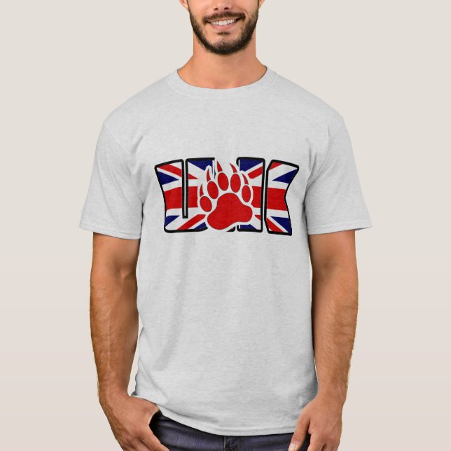 RÖD TASS PÅ STORBRITANNIENS FLAGGA STORBRITANNIENS T-SHIRT (Framsida)