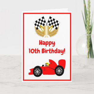 Röd Tävla Bilens Personlig 10:e födelsedagen Kort
