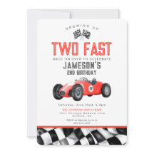 Röd Tävling-bil 2: a födelsedag Party Inbjudan