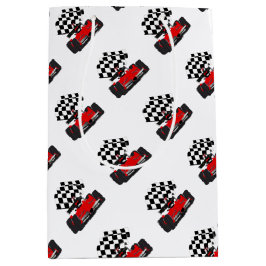 Röd Tävling-bil med kontrollerad Flagga