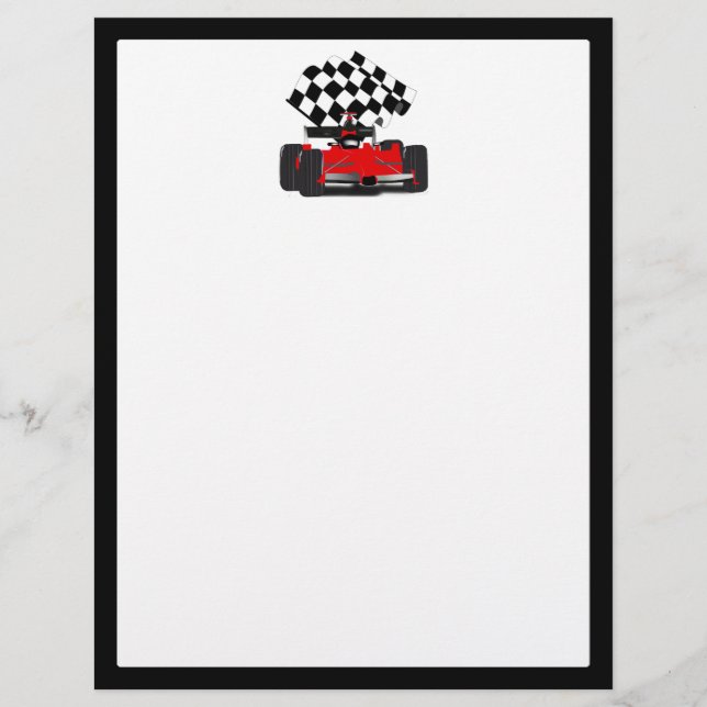 Röd Tävling-bil med kontrollerad Flagga (Framsida)