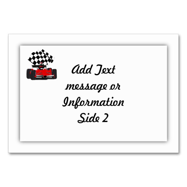 Röd Tävling-bil med kontrollerad Flagga Bordsnummer (Baksidan)