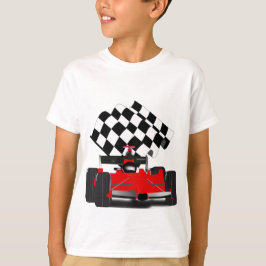 Röd Tävling-bil med kontrollerad Flagga Tee Shirt