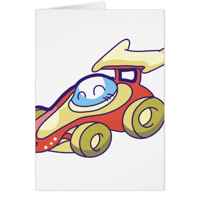 Röd tävlingbil hälsningskort (Framsidan)
