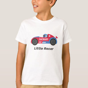 Röd tävlingsbil Liten racerpojke Personlig T Shirt