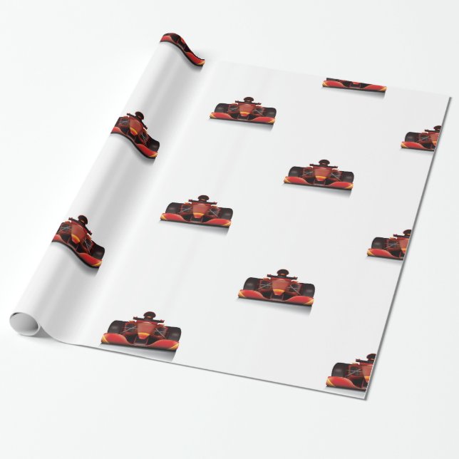 Röd tävlingsbil presentpapper (Utrullad)