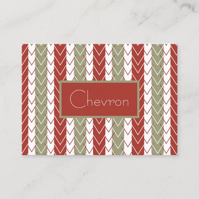 Röd Teal Chevron-randig Visitkort (Framsida)