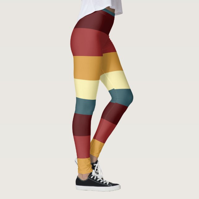 Röd, teal och gult rand leggings (Höger)
