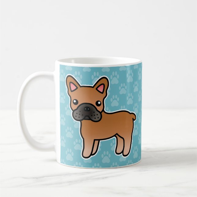 Röd Tecknad Fransk Bulldog Kaffemugg (Vänster)