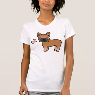Röd Tecknad Fransk Bulldog kärlek T Shirt