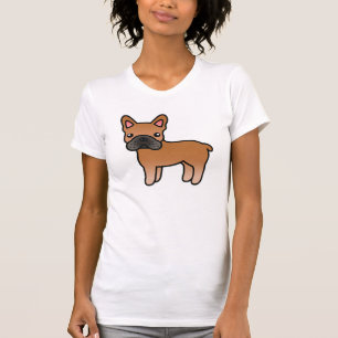 Röd Tecknad Fransk Bulldog Tee