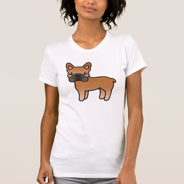 Röd Tecknad Fransk Bulldog Tee (Framsida)