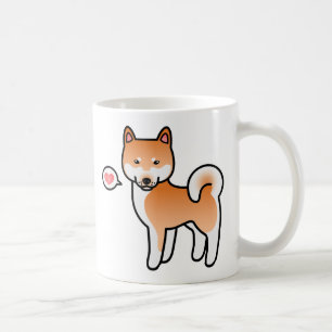 Röd Tecknad Shiba Inu Kärlek Kaffemugg
