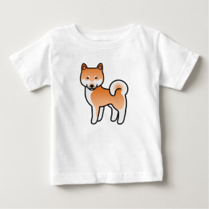 Röd Tecknad Shiba Inu Tee Shirt