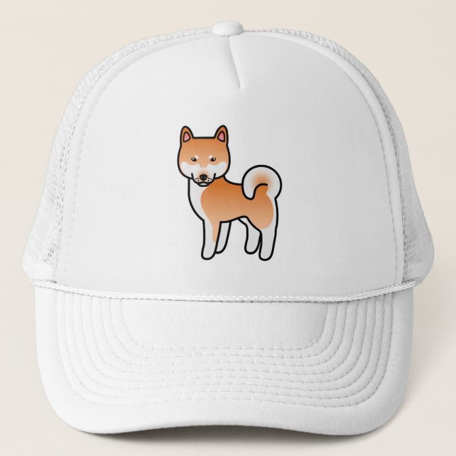 Röd Tecknad Shiba Inu Truckerkeps (Framsida)