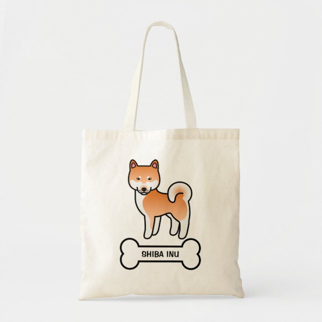 Röd Tecknad Shiba Inu Tygkasse (Framsidan)