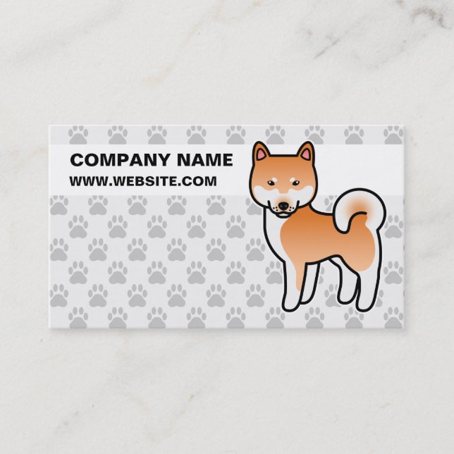Röd Tecknad Shiba Inu Visitkort (Framsida)