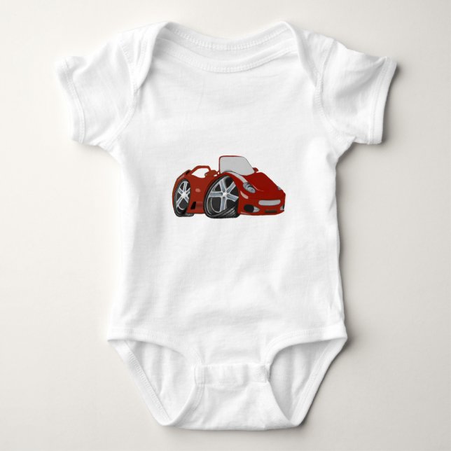 Röd tecknadbilkonst t-shirt (Framsida)
