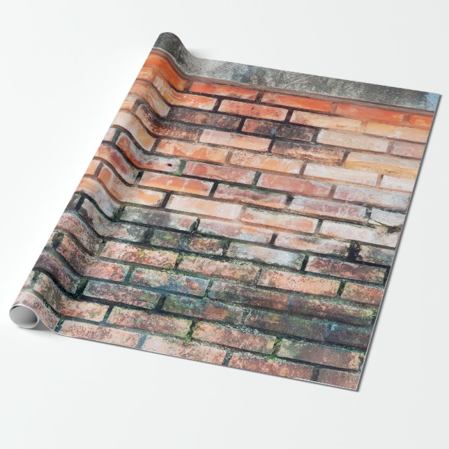Röd tegelvägg med fläckstract,åldras,architectu presentpapper (Utrullad)