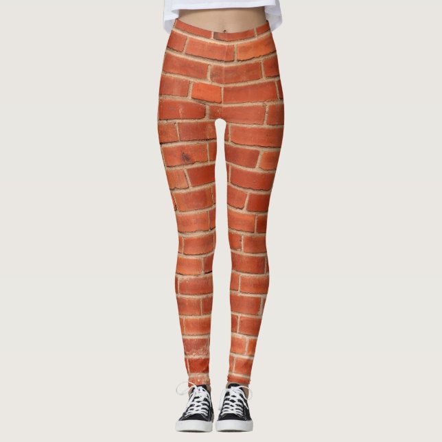 Röd tegelvägg Struktur-bakgrund Leggings (Framsida)