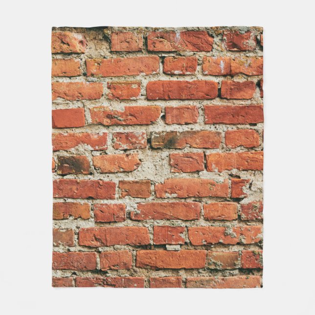 Röd tegelvägg, struktur, grym bakgrund. Abstrakt Fleecefilt (Framsidan)