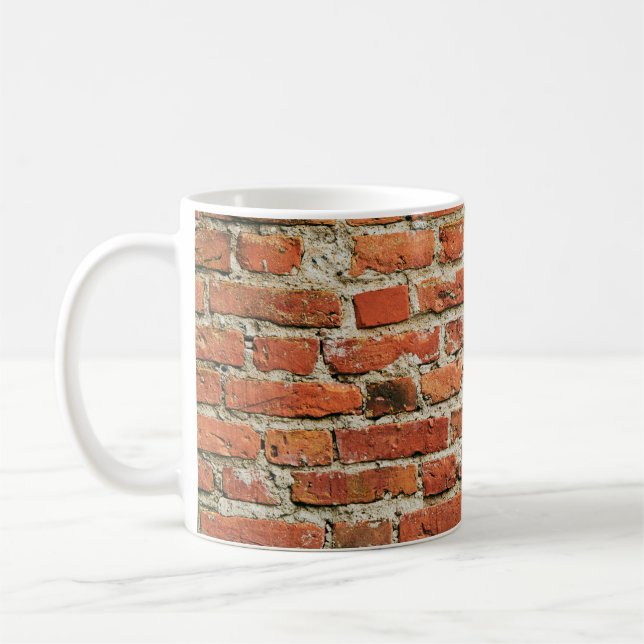 Röd tegelvägg, struktur, grym bakgrund. Abstrakt Kaffemugg (Vänster)