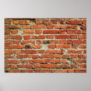 Röd tegelvägg, struktur, grym bakgrund. Abstrakt Poster