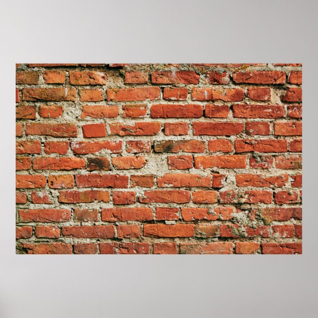 Röd tegelvägg, struktur, grym bakgrund. Abstrakt Poster (Framsidan)
