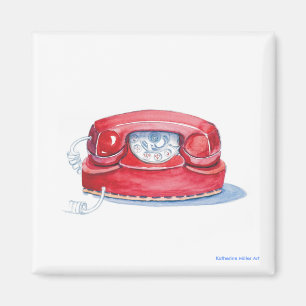Röd telefon magnet