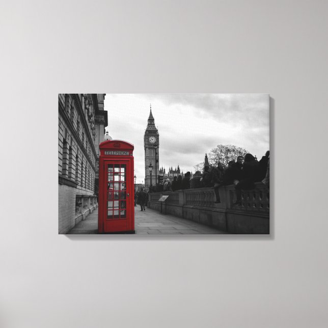 Röd telefonbox i London canvas (Framsida)