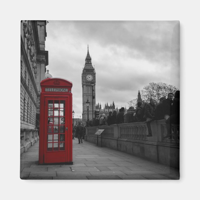 Röd telefonbox i London magnet (Framsidan)