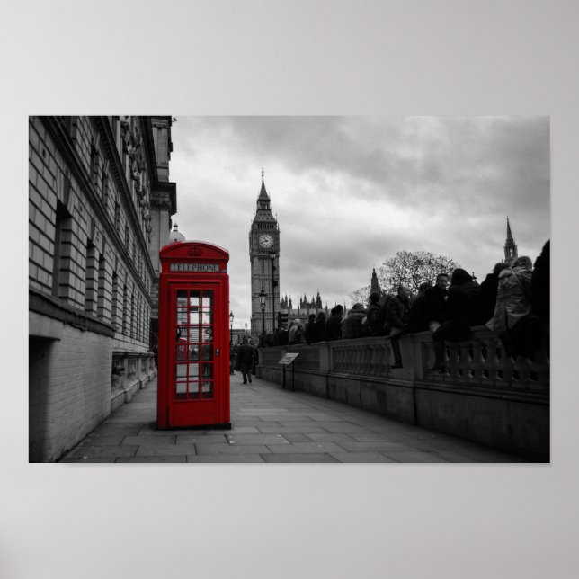 Röd telefonbox i London poster utskrift (Framsidan)