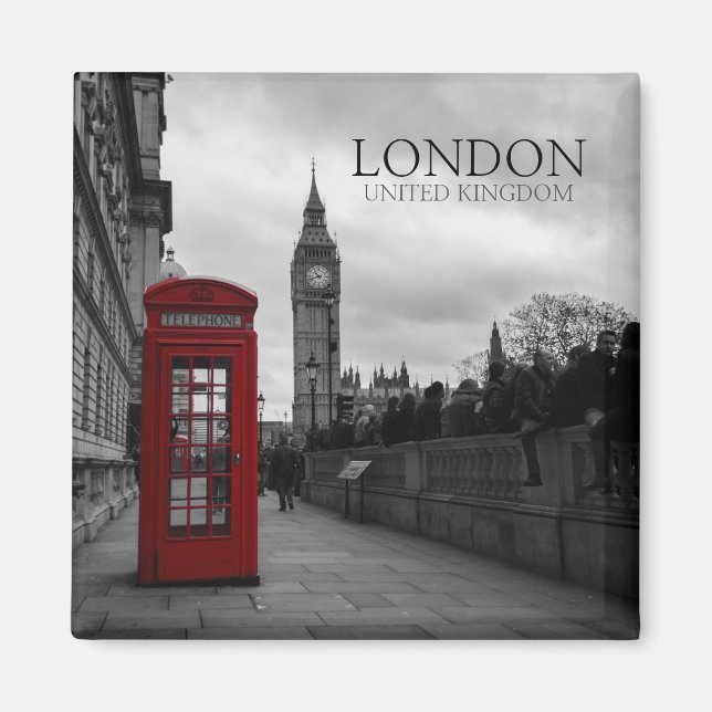 Röd telefonbox i London, Storbritannien Magnet (Framsidan)