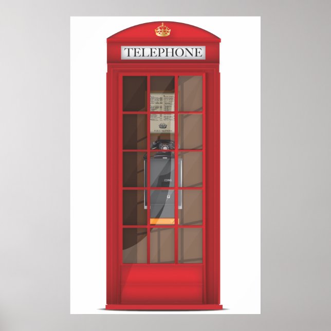 Röd telefonbox poster (Framsidan)