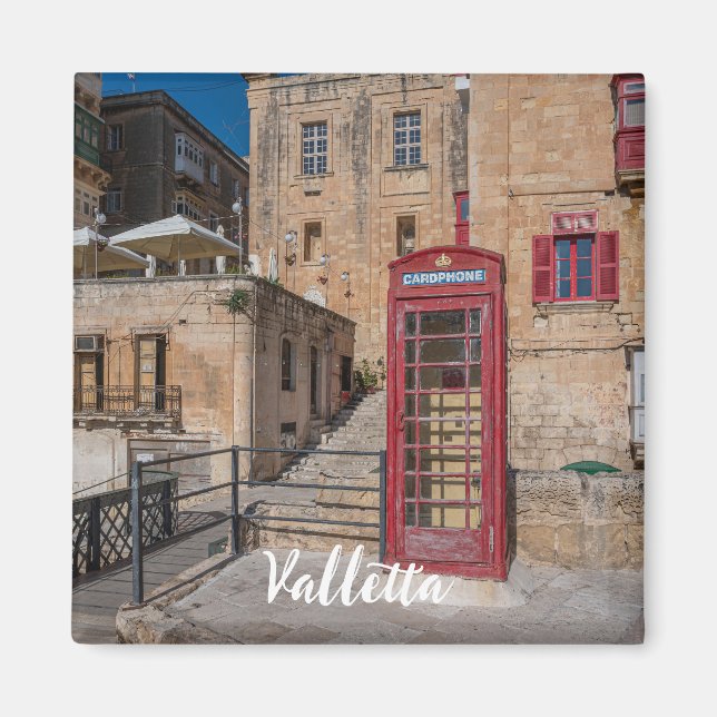 Röd telefonduk i Valletta Malta Magnet (Framsidan)