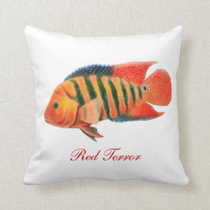 Röd Terror Cichlid Fisk Kudd Kudde