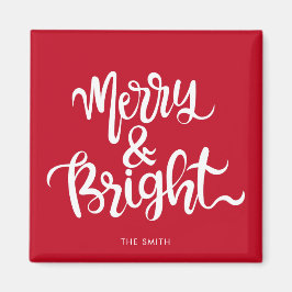 Röd text för Merry och Bright Typography Magnet